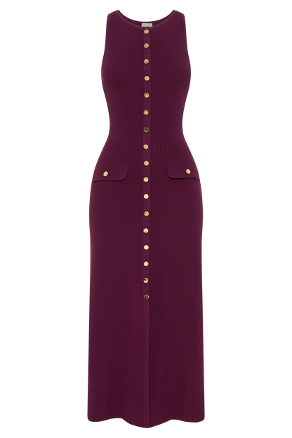 Robe Maxi Sans Manches Boutonnée Sawyer - Prune