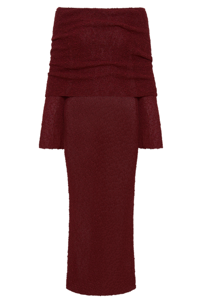 Marisol Robe Maxi Boucle à épaules dénudées - Prune