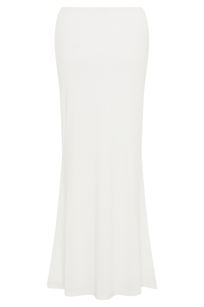 Jupe Maxi Évasée Bruna en Tissu Élastique - Blanc