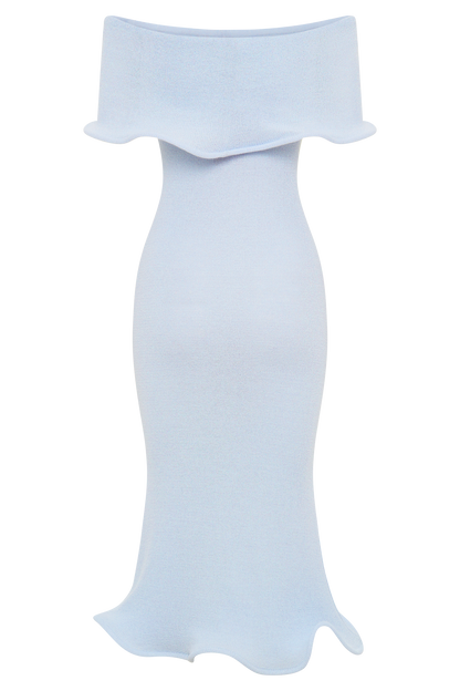 Robe mi-longue en jersey Molly à épaules dénudées - Bleu ciel
