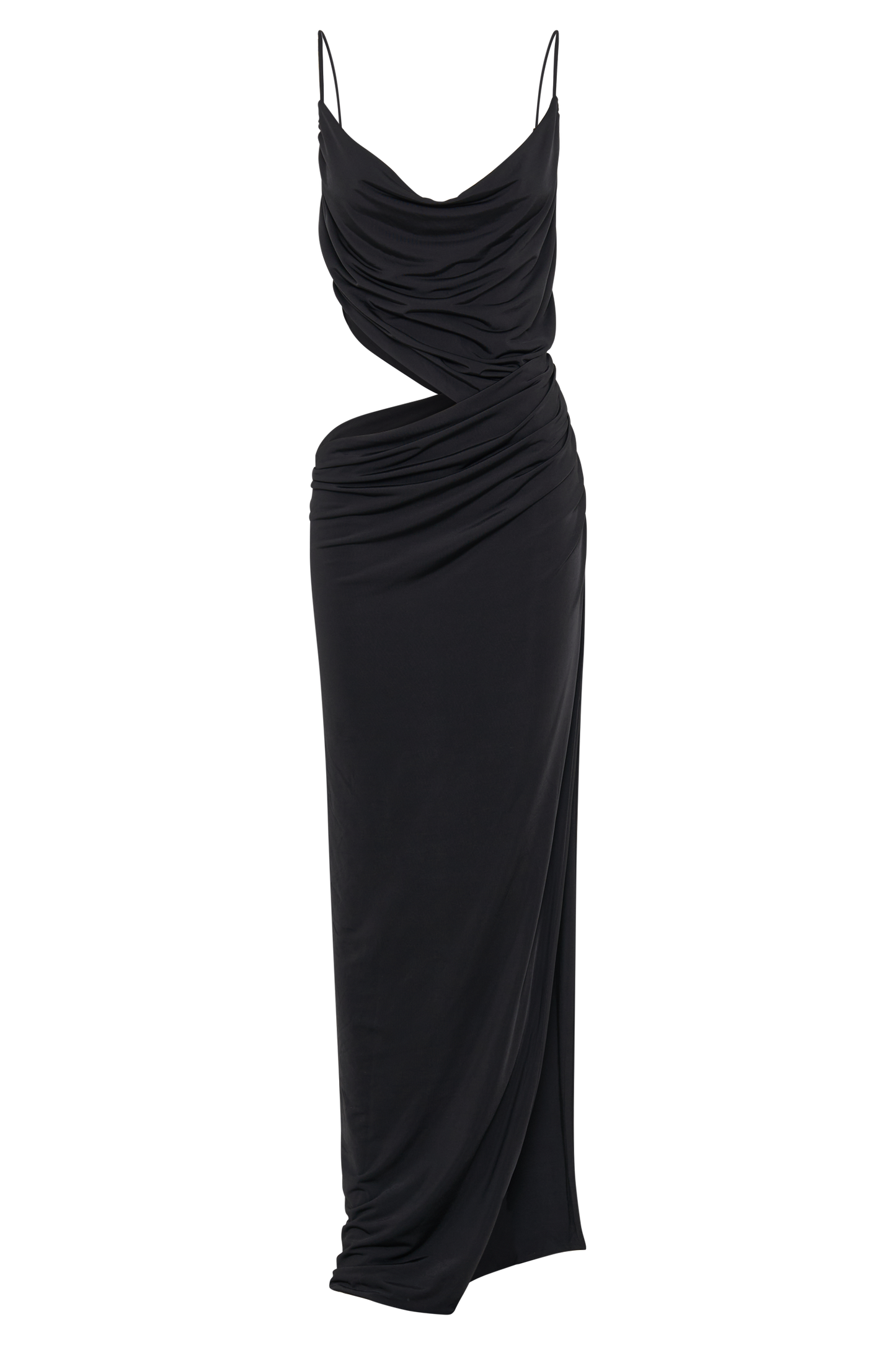 Jemma, robe maxi fluide et drapée - Noir