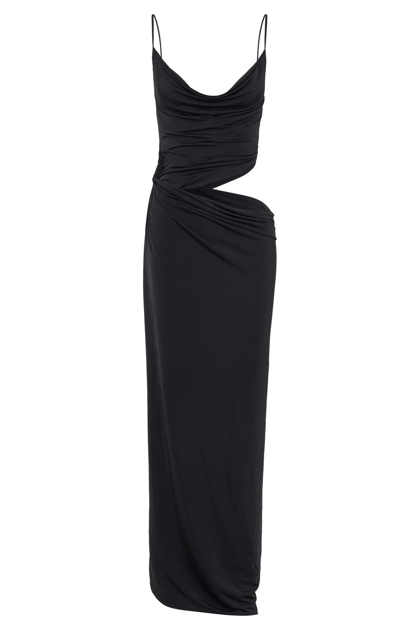 Jemma, robe maxi fluide et drapée - Noir
