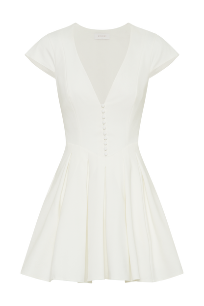 Mini-robe blanche à manches courtes en coton Keely