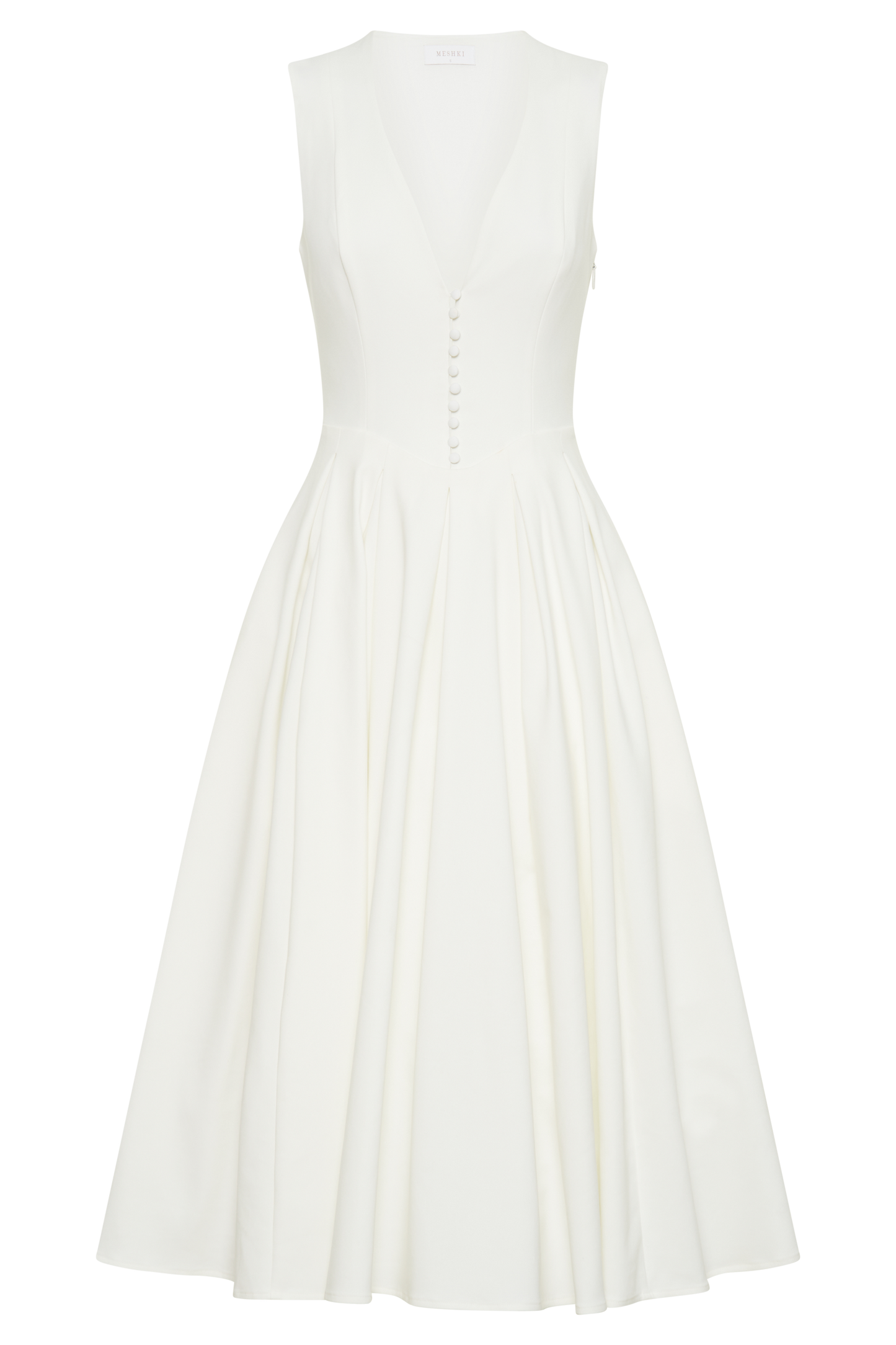 Robe midi sans manches en coton Keely - Blanc