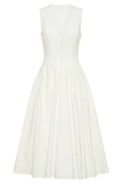 Robe midi sans manches en coton Keely - Blanc