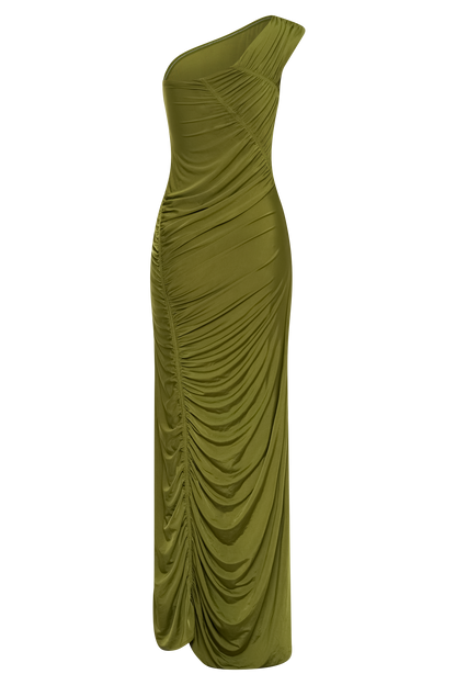 Robe Maxi Capri Gathered Slinky - Olive Vintage