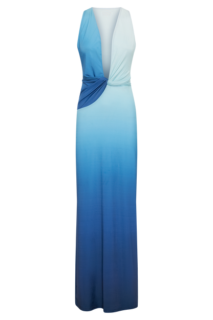 Robe Maxi Stella Dégradée et Étroite - Bleu Ombré