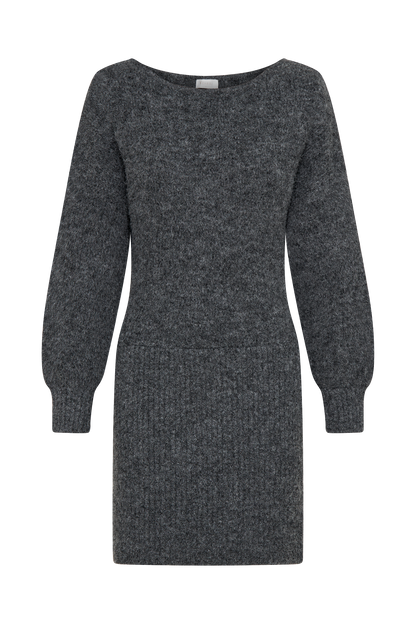 Robe mini en tricot à col bateau Rafferty - Gris anthracite chiné