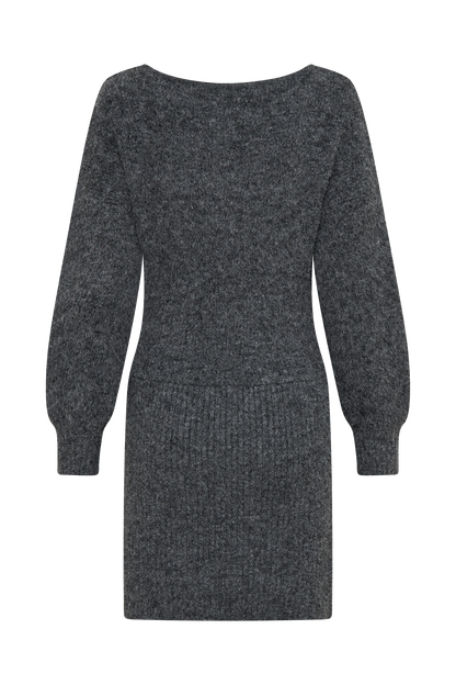 Robe mini en tricot à col bateau Rafferty - Gris anthracite chiné