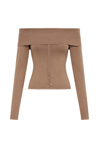 Diedre Haut en Tricot Boutonné à Manches Décolletées - Pécane
