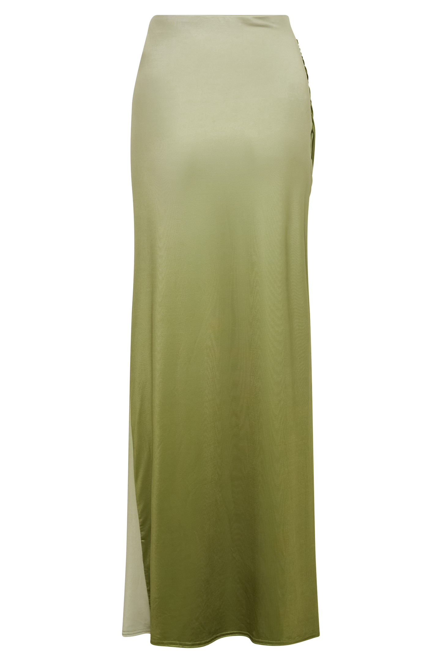 Jupe Maxi Évasée et Plissée Bronwyn - Vert Olive Vintage Ombré