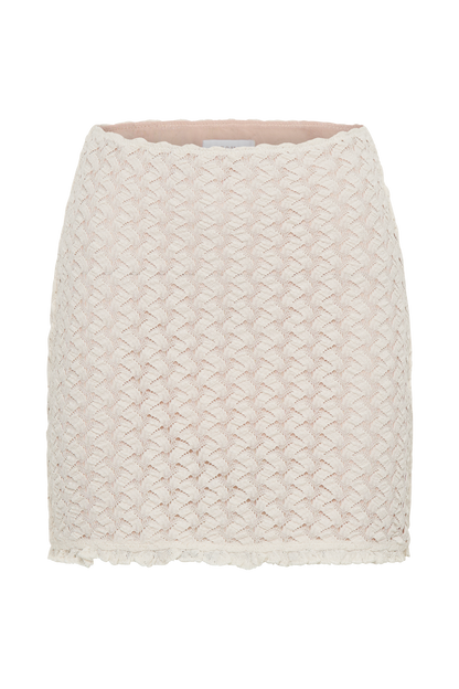 Jupe mini en tulle et dentelle Morgan - Ivoire