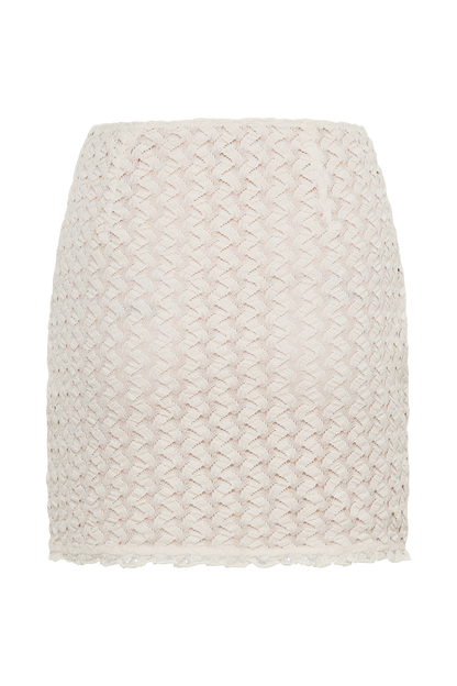 Jupe mini en tulle et dentelle Morgan - Ivoire