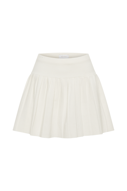 Jupe mini plissée en jersey Beverly - Ivoire