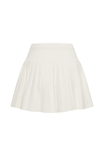 Jupe mini plissée en jersey Beverly - Ivoire