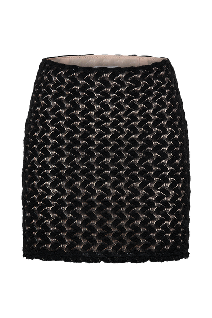 Jupe mini en dentelle et tulle Morgan - Noir