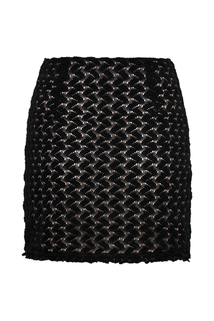 Jupe mini en dentelle et tulle Morgan - Noir