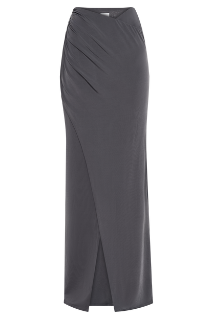 Jupe Maxi Bronwyn Slinky à Plis et Fente - Anthracite