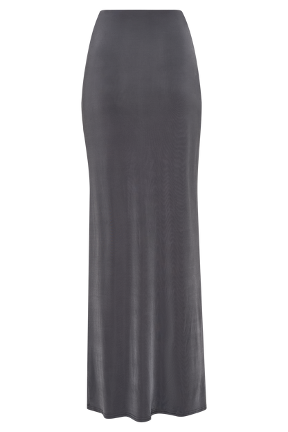 Jupe Maxi Bronwyn Slinky à Plis et Fente - Anthracite