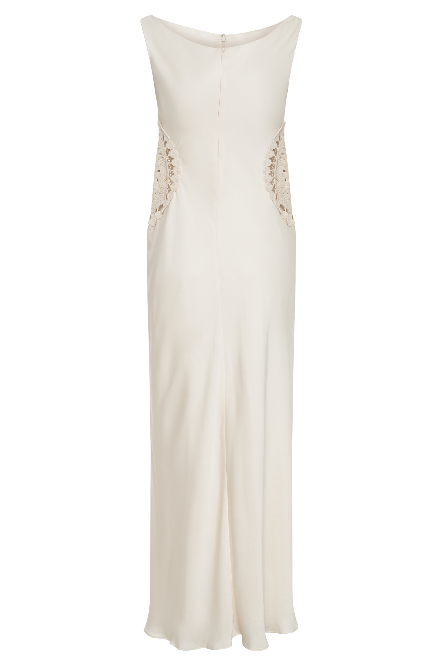 Kristina Robe Maxi en Satin avec Crochet - Ivoire