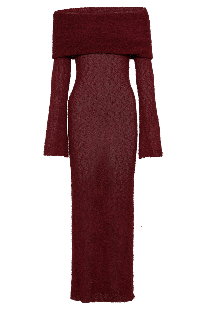 Marisol Robe Maxi Boucle à épaules dénudées - Prune