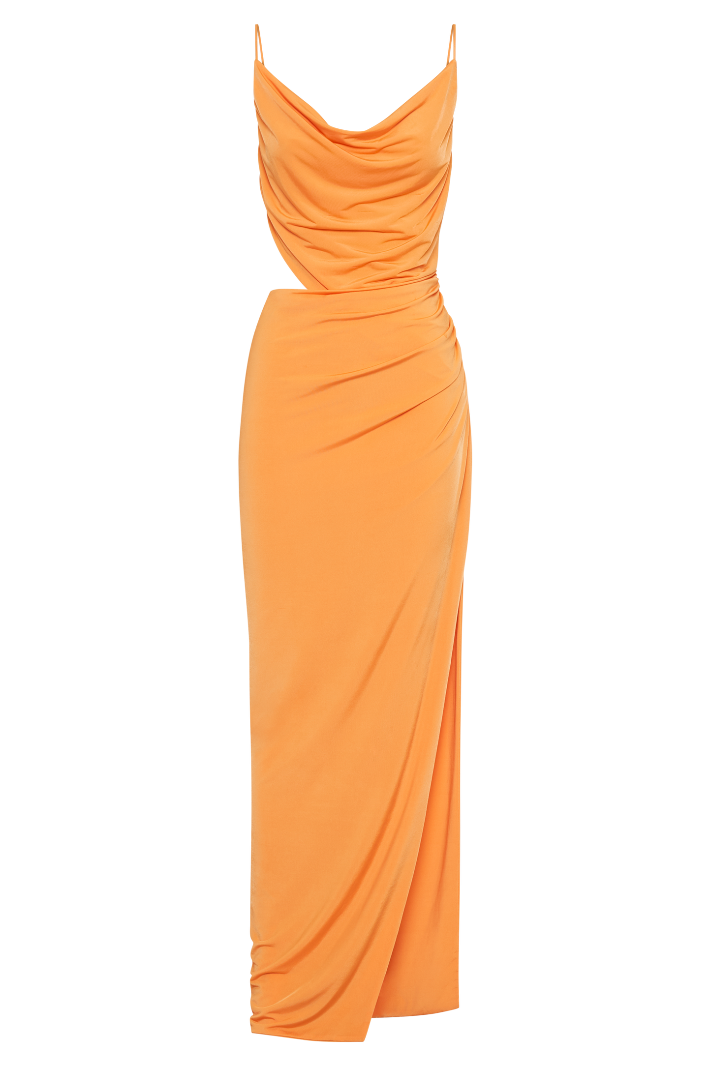 Jemma, robe maxi fluide et drapée - Sorbet d'orange