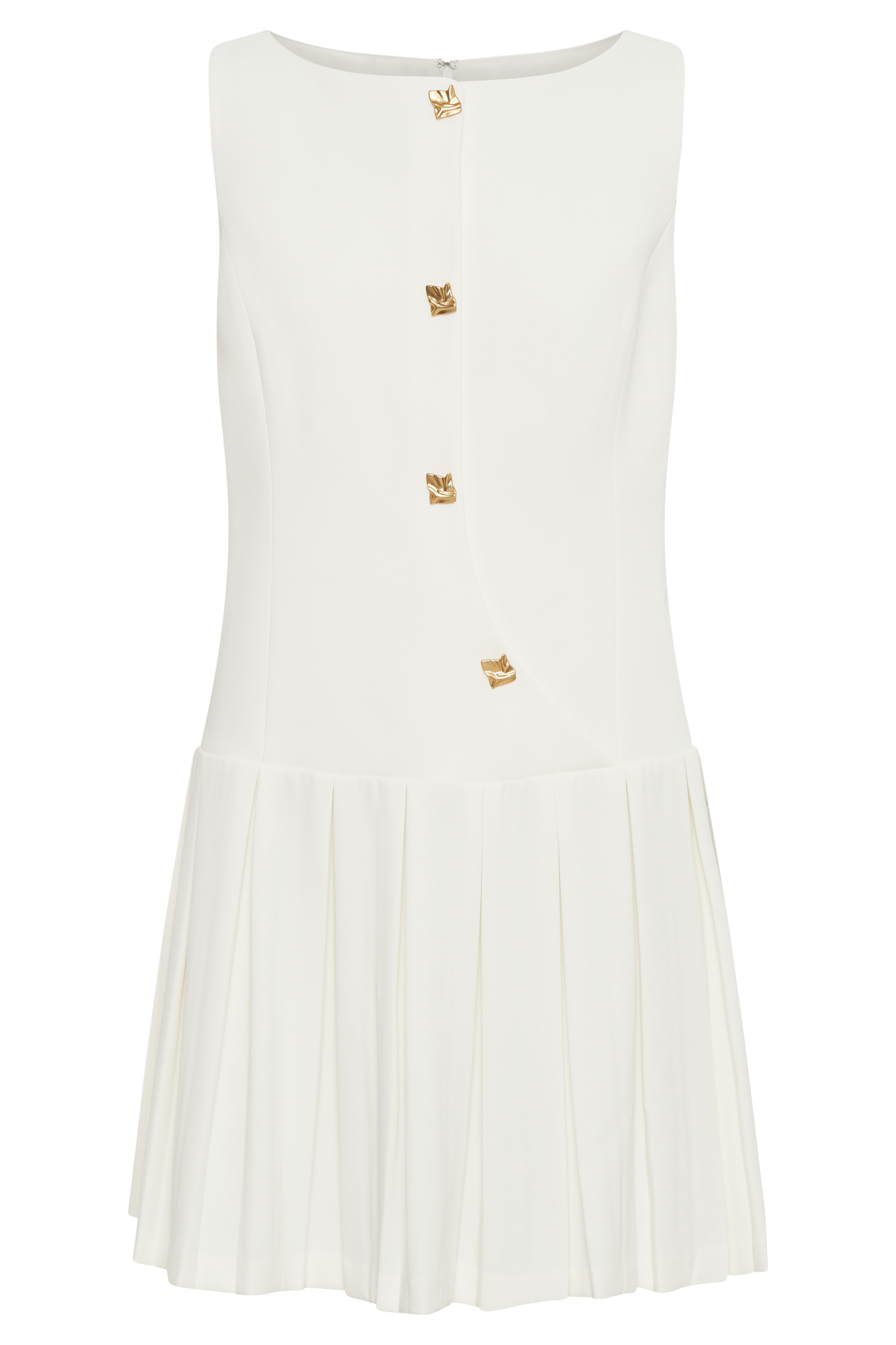 Robe mini plissée sans manches Mackenzie - Ivoire