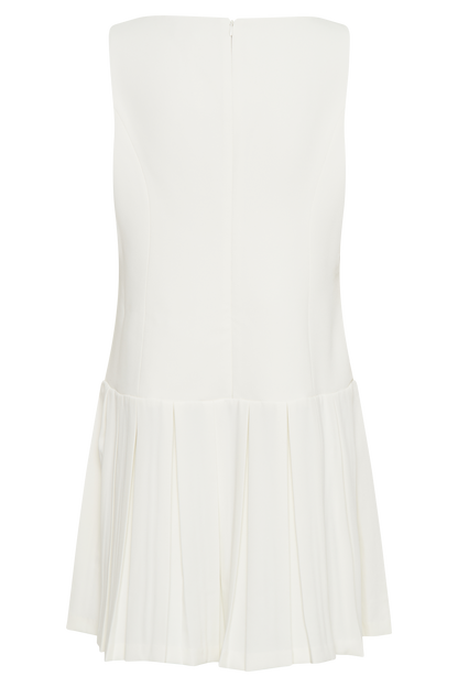 Robe mini plissée sans manches Mackenzie - Ivoire