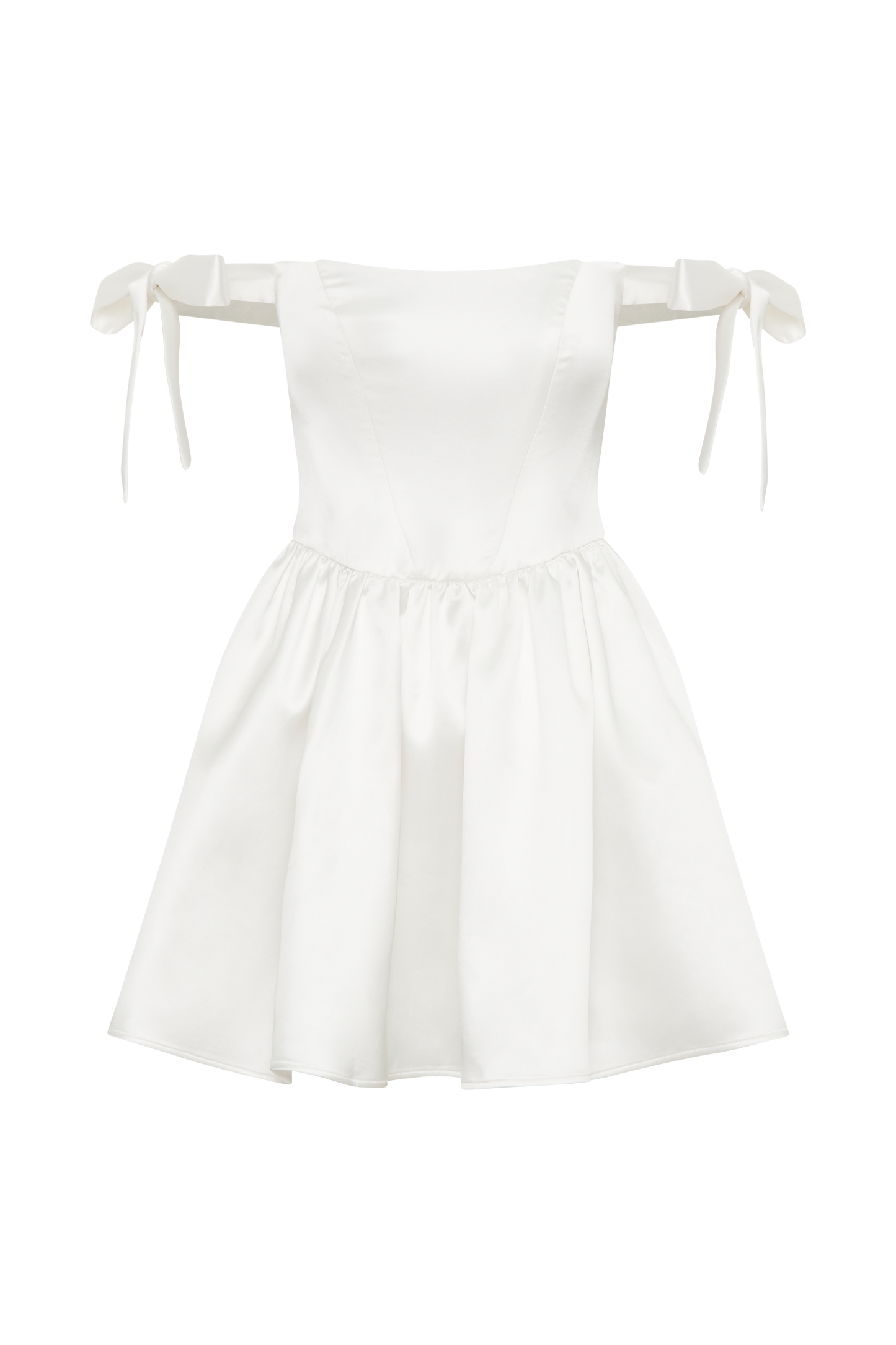 Mini-robe en satin Rita avec manches à nœud - Blanc