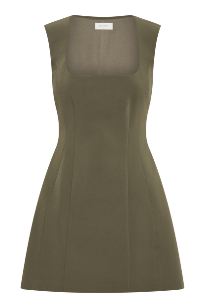 Mini-robe Lysandre en crêpe - Vert olive militaire