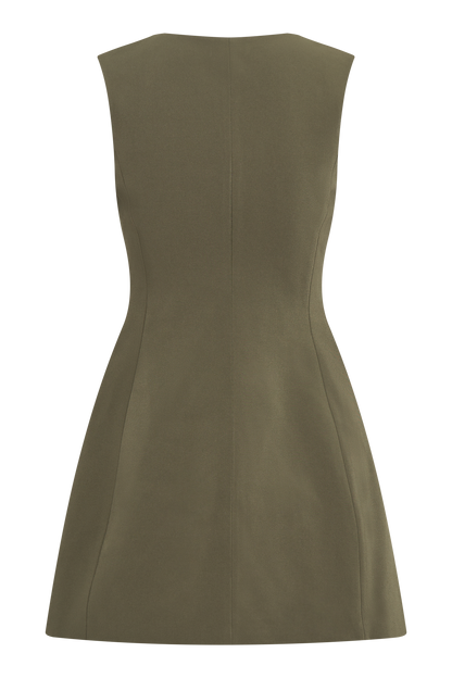 Mini-robe Lysandre en crêpe - Vert olive militaire