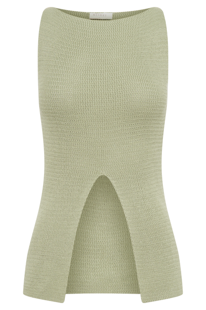 Débardeur en maille Ridley avec fente - Vert pastel