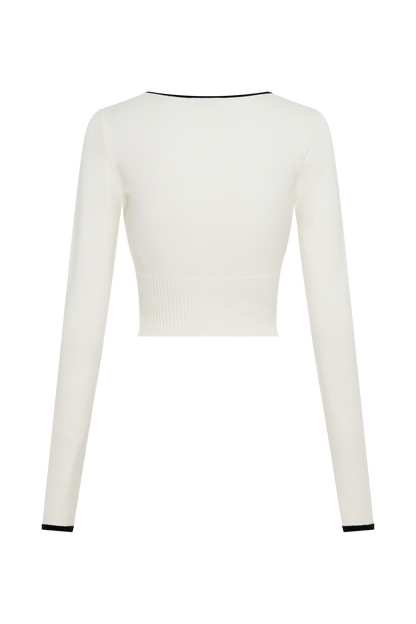 Cardigan en tricot à boutons contrastants Jolene - Blanc
