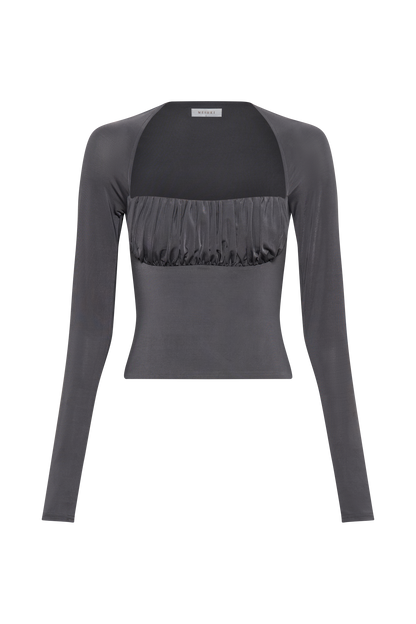 Top à manches longues à volants Billie Slinky - Gris anthracite