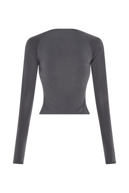 Top à manches longues à volants Billie Slinky - Gris anthracite