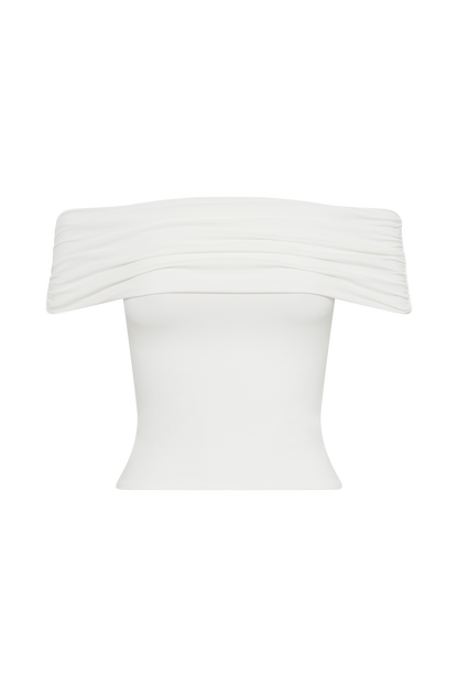 Meena Haut à épaules dénudées en nylon recyclé - Blanc