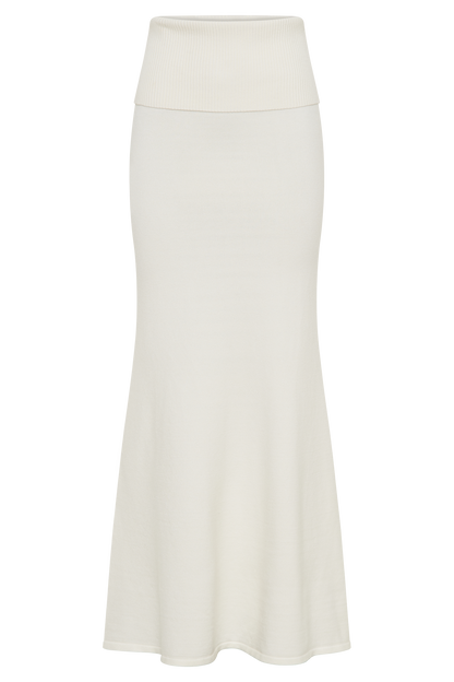 Jupe Maxi Tricotée Karlie avec Taille côtelée - Ivoire