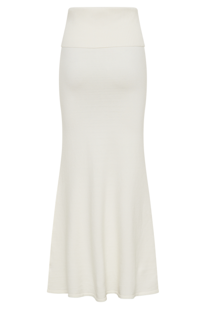 Jupe Maxi Tricotée Karlie avec Taille côtelée - Ivoire