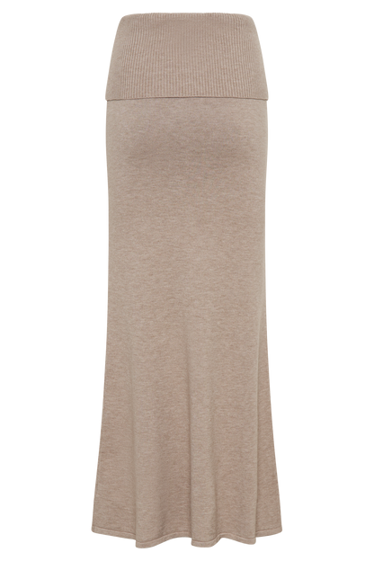 Jupe Maxi Tricotée Karlie avec Taille côtelée - Taupe Marle