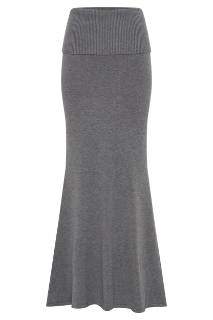 Jupe Maxi Tricotée Karlie avec Taille côtelée - Gris Anthracite