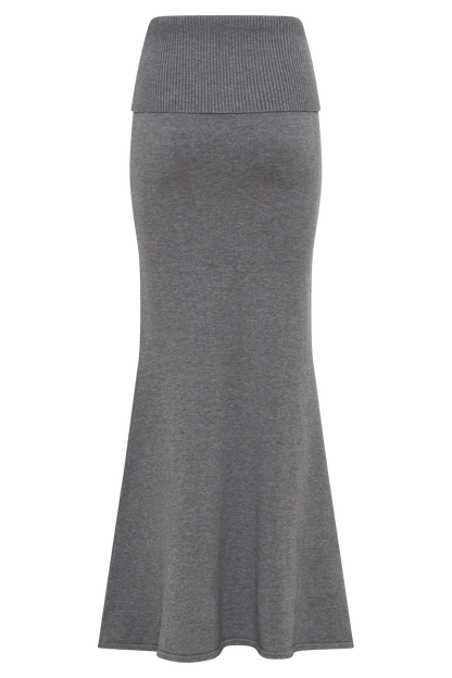Jupe Maxi Tricotée Karlie avec Taille côtelée - Gris Anthracite
