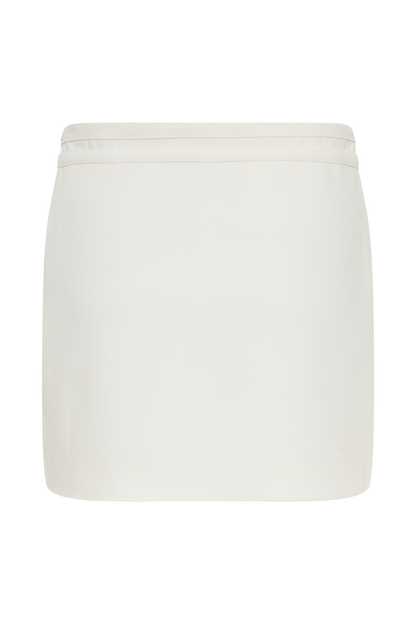 Jupe mini Letitia en tailleur avec boucle - Ivoire