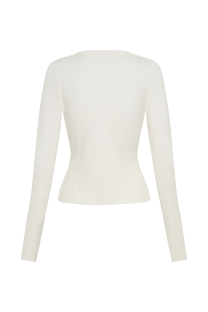 Reese, cardigan en tricot ajusté - Ivoire