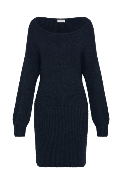 Robe mini en tricot à col bateau Rafferty - Bleu marine