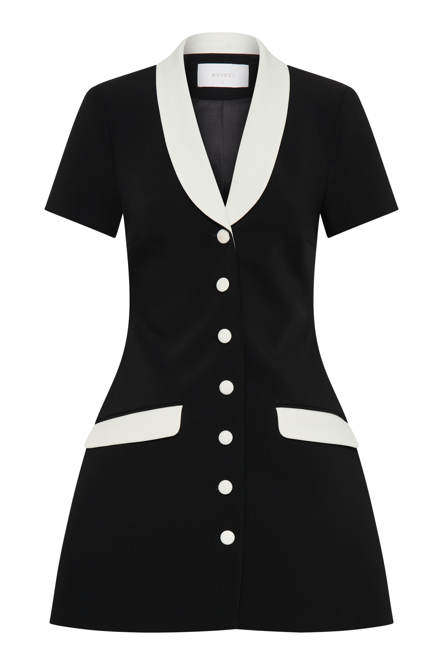 Mini-robe tailleur à col contrasté Paolina - Noir/Blanc