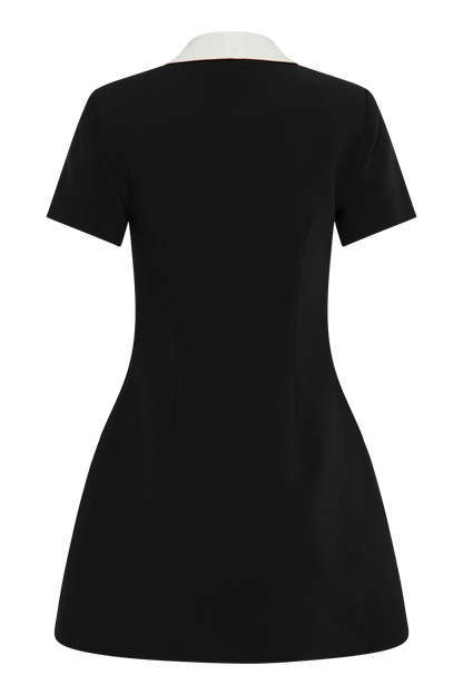 Mini-robe tailleur à col contrasté Paolina - Noir/Blanc