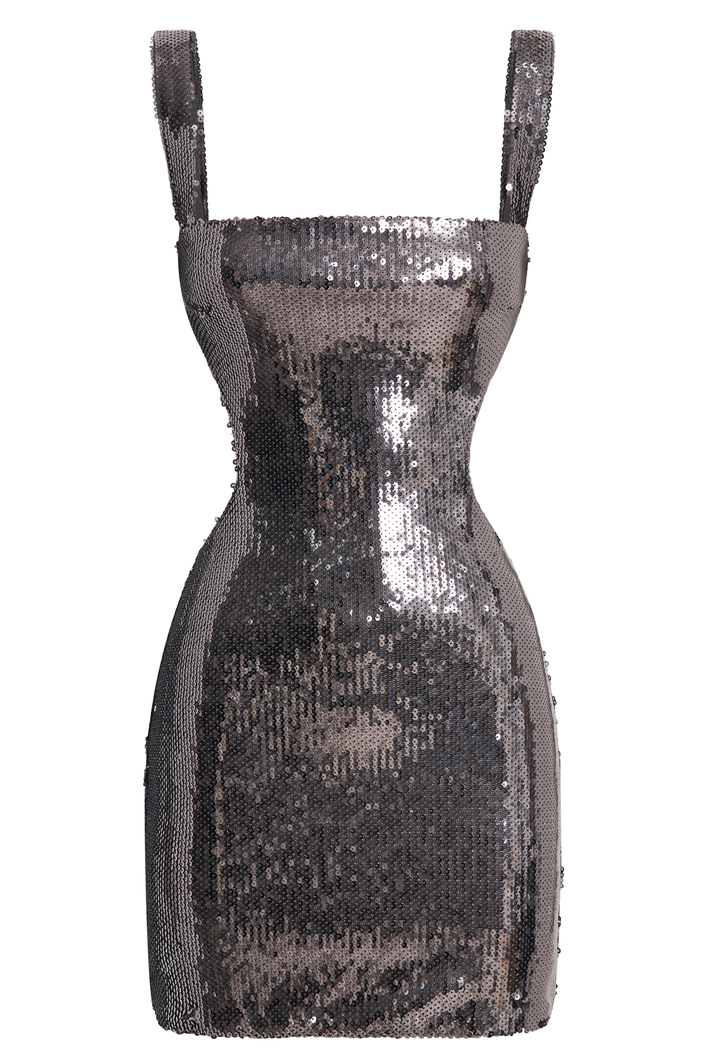 Mini-robe Adoria à paillettes et découpes - Gris anthracite