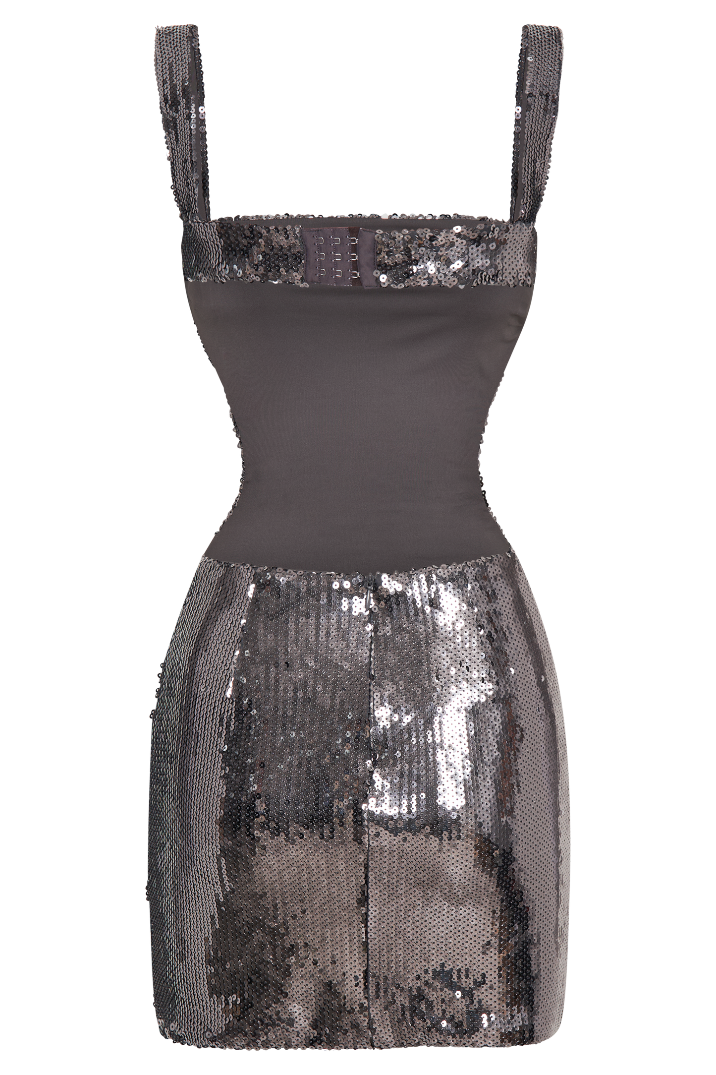 Mini-robe Adoria à paillettes et découpes - Gris anthracite