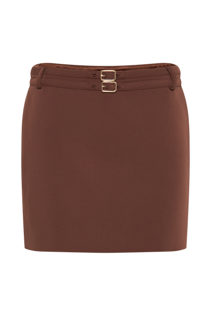 Jupe mini tailleur Letitia avec boucle - Bois