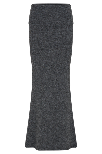 Jupe Maxi Tricotée Charlotte avec Superposition - Gris Anthracite